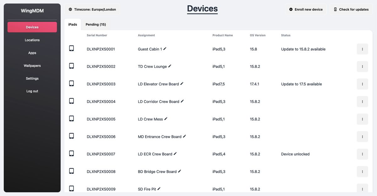 Screenshot of device view